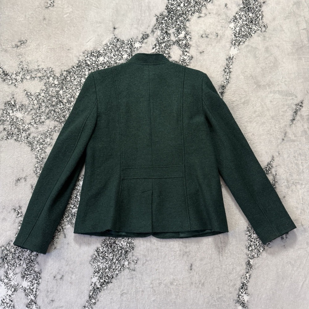 Talbots Jacket Womens Sz 12 Green Wool Blend Stand Collar‎ Patch Pockets Classic - Picture 2 of 8